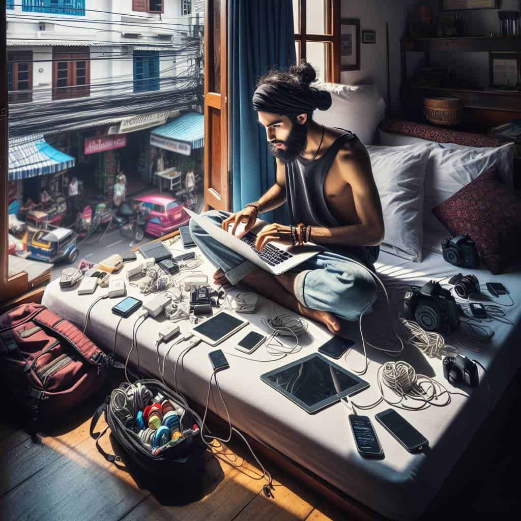 Digital Nomad Essentials in Bangkok Hostel Room