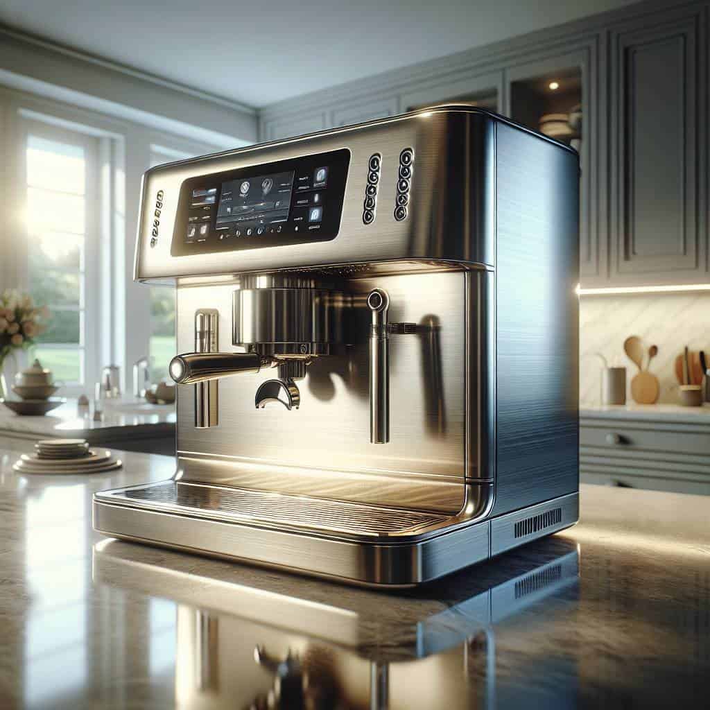 Premium Coffee Tech in modern kitchen setting.